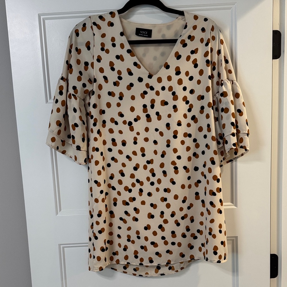 Vici Cream and Black Polka Dot Tunic